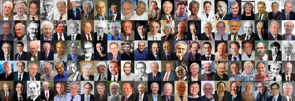 Collage der 110 Nobelpreisträger